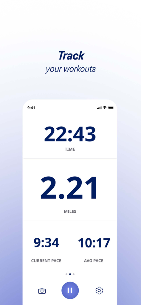 Interface de statistiques de course en temps réel dans l'application ASICS Runkeeper affichant le temps, la distance et l'allure