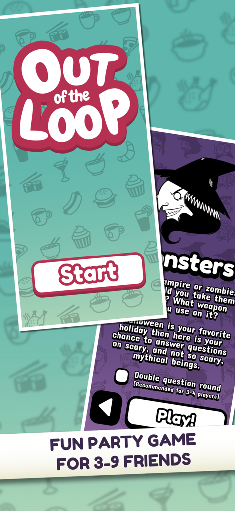 Out of the Loop - Out of the Loop party game start screen with monster category selection