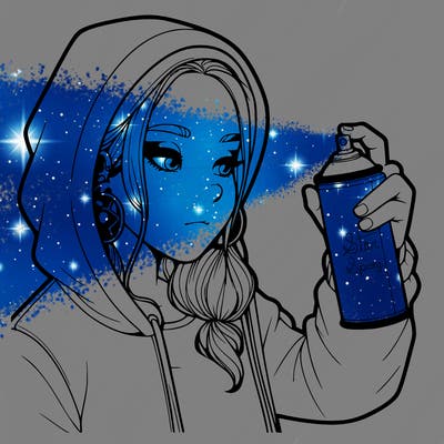 a realistic girl, spray painting