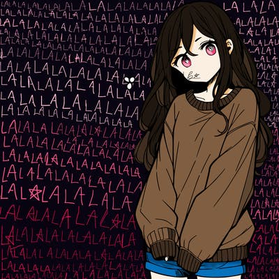 manga teen girl  in a sweater and baggy pants