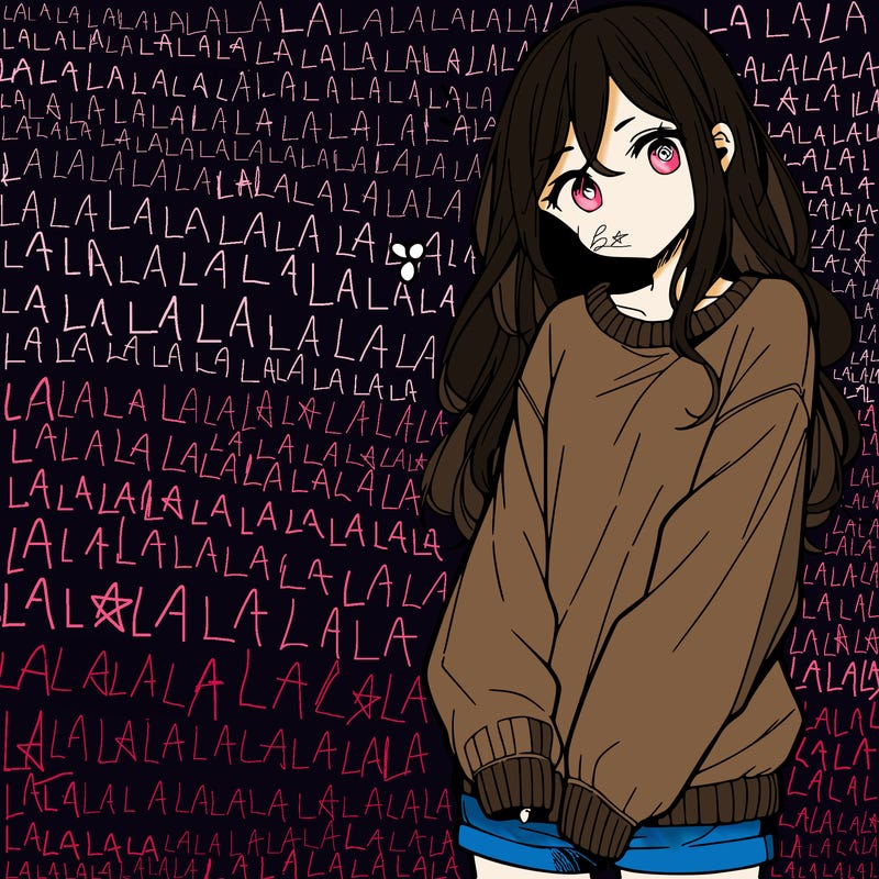 manga teen girl  in a sweater and baggy pants