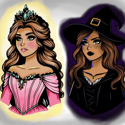 princess and witch realistic