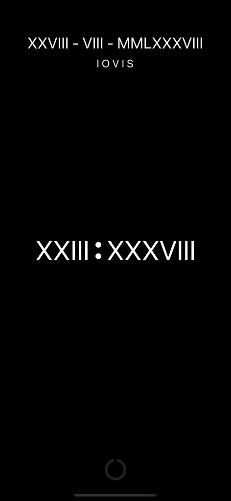 Roman Clock and Calendar - Digital clock and calendar displaying time and date in Roman numerals with Latin day of the week on a black background