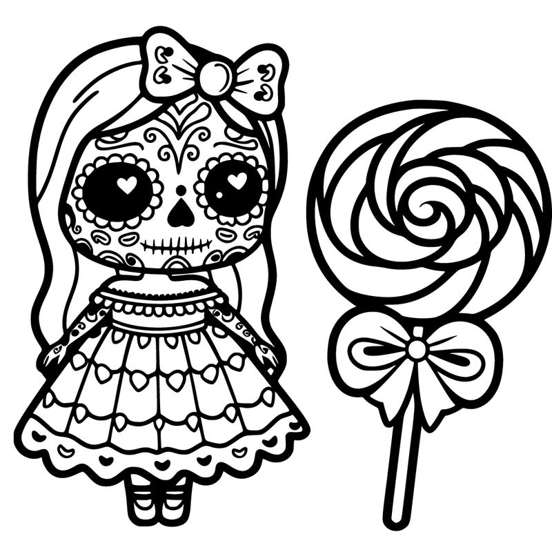 sugar skull girl in candy dress