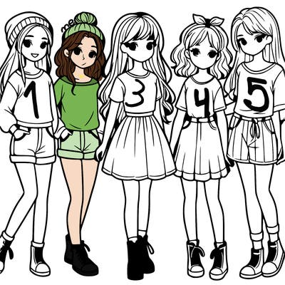 a group of five girls