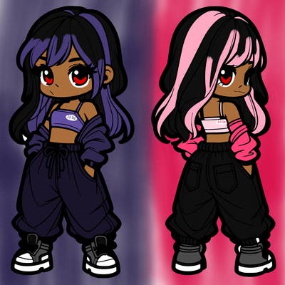 girl in crop top and baggy pants