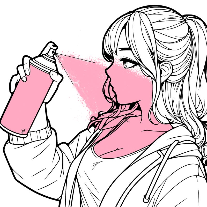 a realistic girl spray, painting