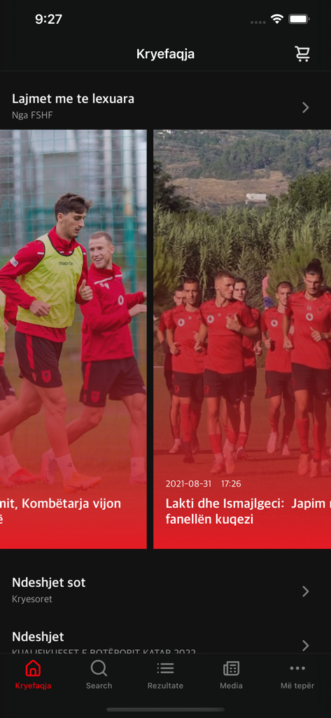 FSHF App - The home interface of the FSHF app showing football news and player images.