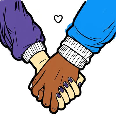 two holding hand one girl hand and one boy hand