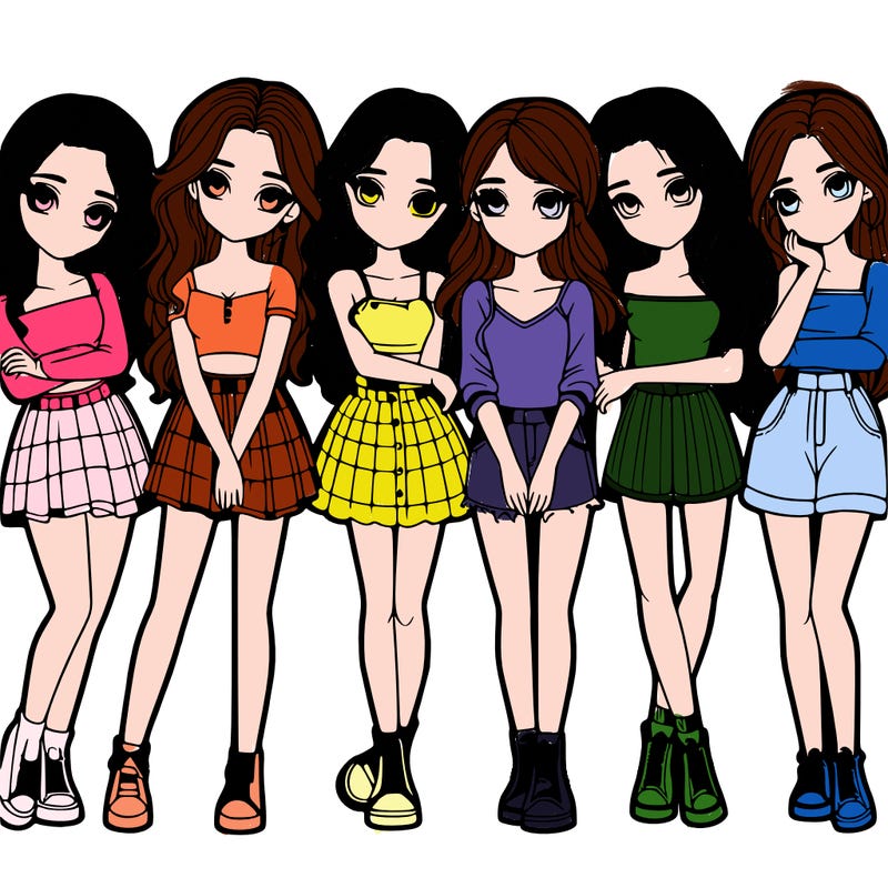 a group of girls realistic