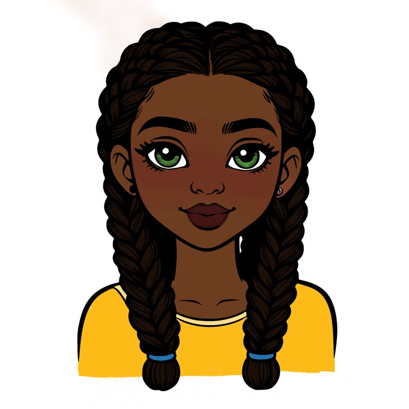 realistic girl with braids