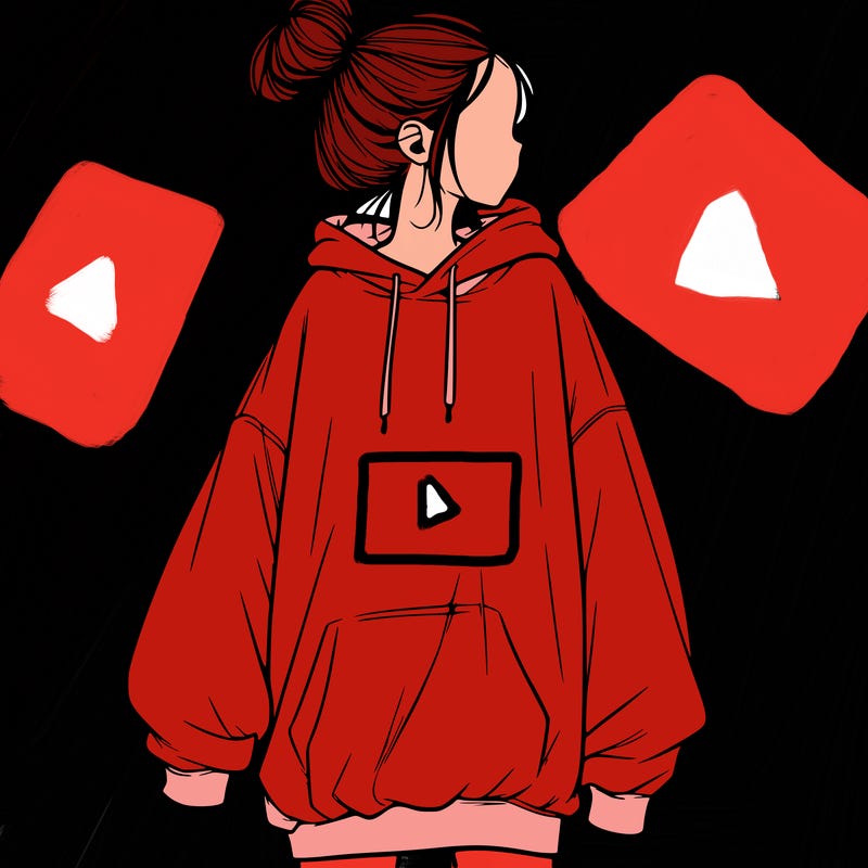 realistic girl with a oversized sweatshirt on and a bun