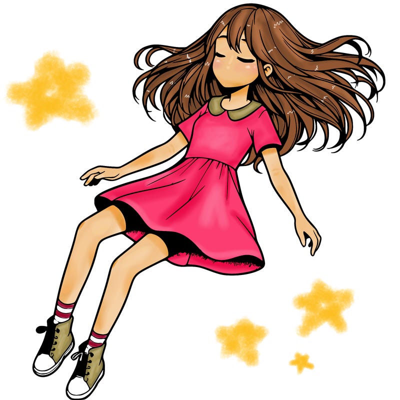 realistic girl floating