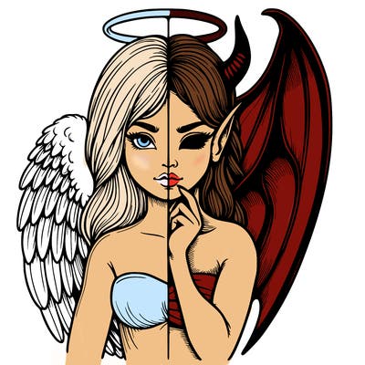 realistic angel half demon