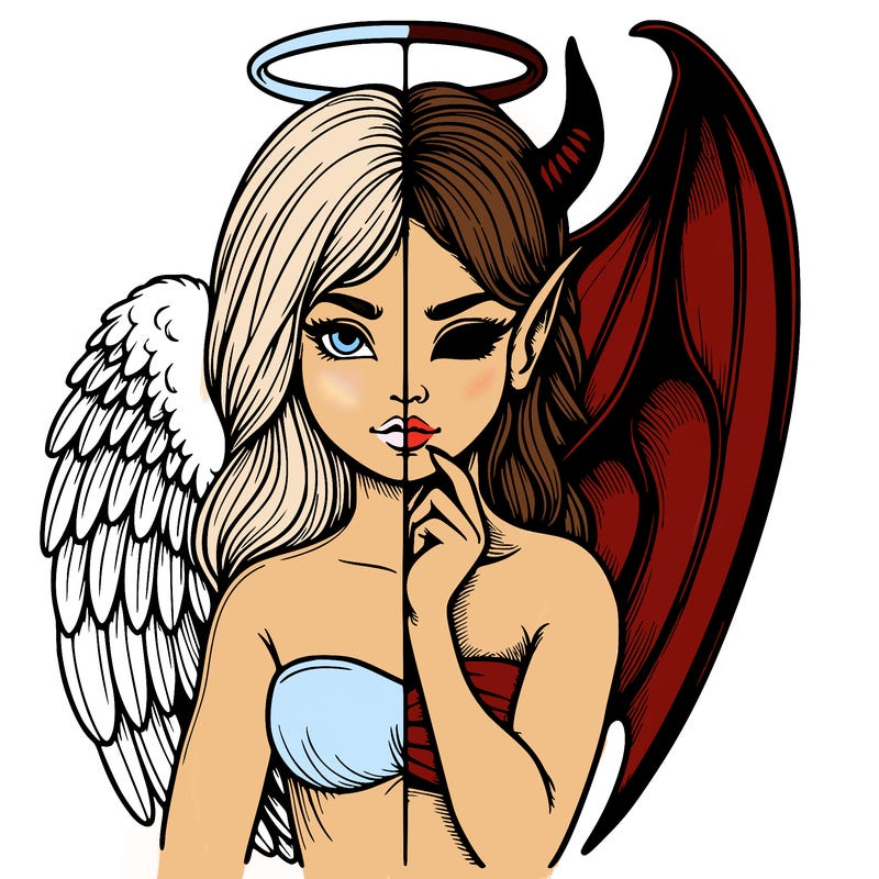 realistic angel half demon