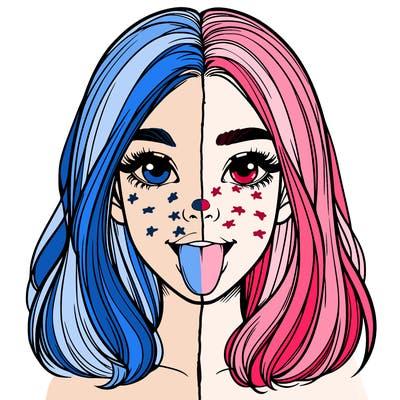 realistic girl with her tongue out