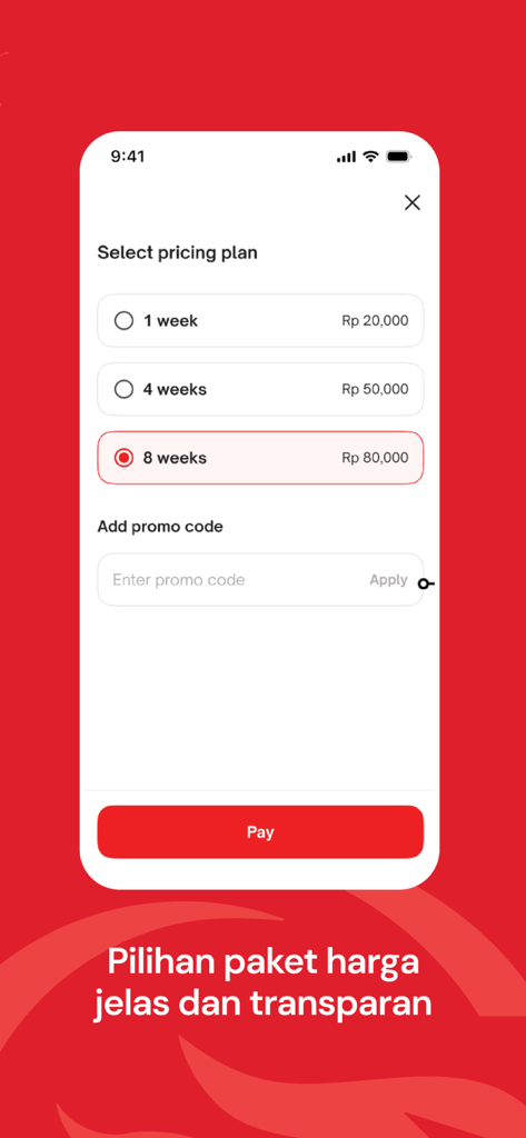 Javan - Javan app pricing plan selection screen showing clear and transparent subscription options in Indonesian Rupiah.