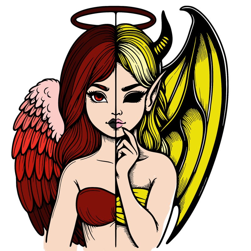 realistic angel half demon