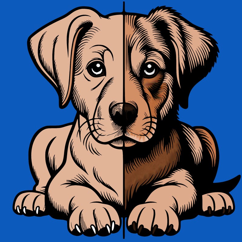 realistic dog split picture