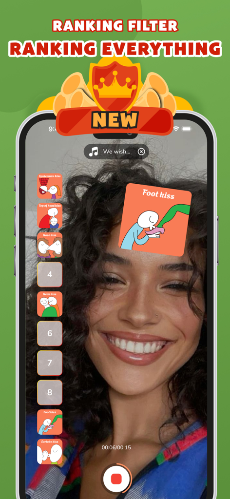 Choose Filter: Perfect Match - A user interacting with a ranking filter on the Choose Filter Perfect Match app