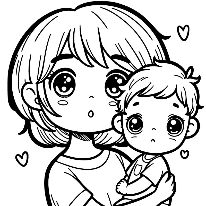 super cute baby girl being held by her big sister with short hair