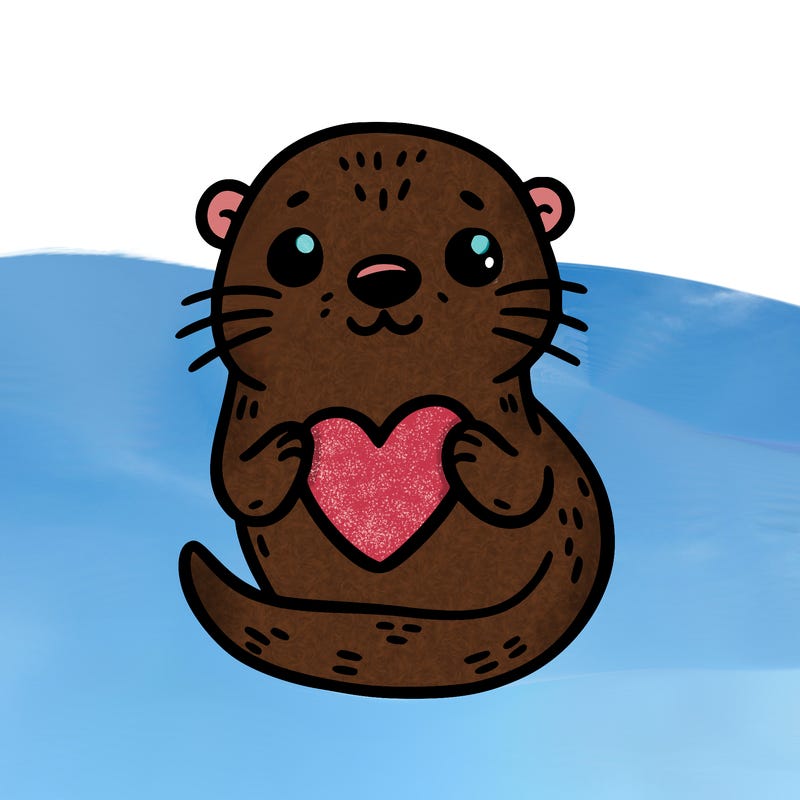 otter with a heart