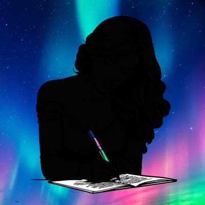 realistic female writing poetry