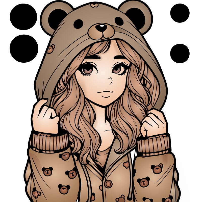 realistic girl in a animal pjs hoodie