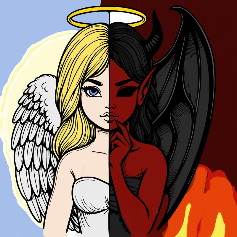 realistic angel half demon