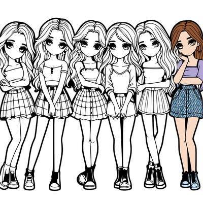 a group of girls realistic