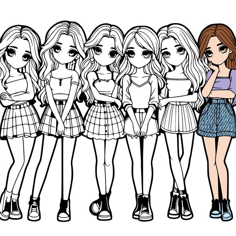 a group of girls realistic