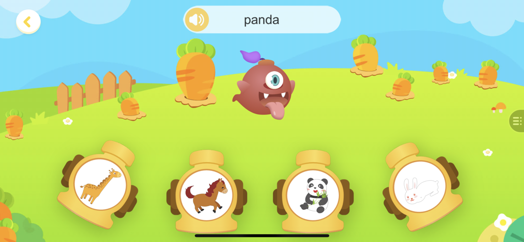 成长兔-专注英语启蒙教育 - Interactive animal vocabulary matching game in the Growth Rabbit English learning app.