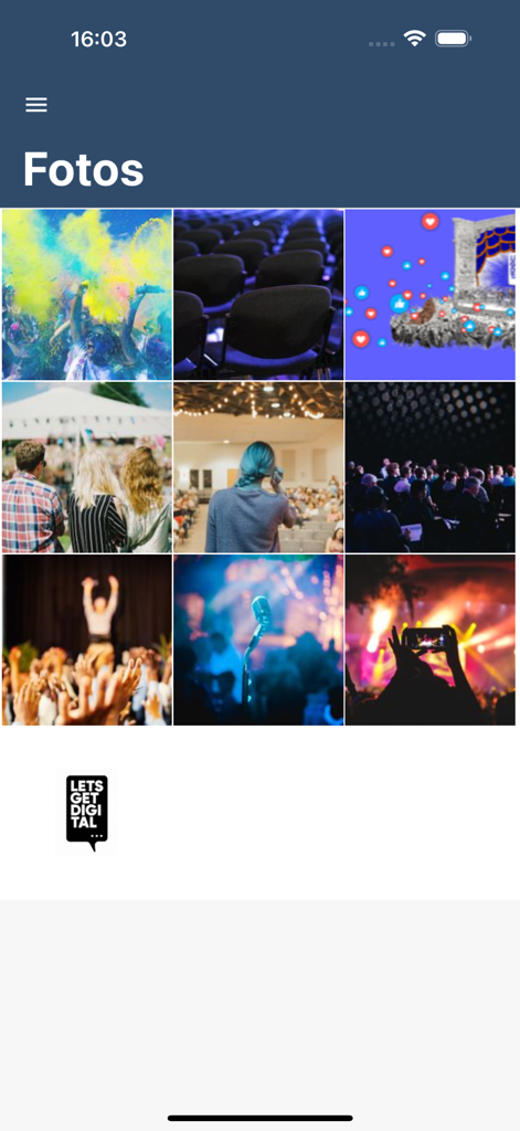 A screen displaying a photo gallery grid from the FI-TS Management Forum event.