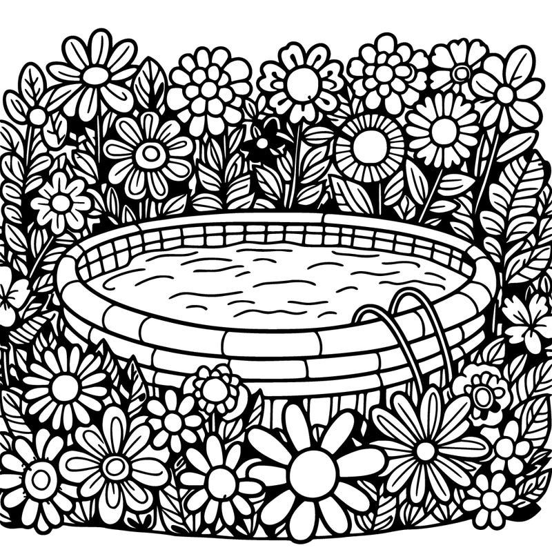 pool full of flowers