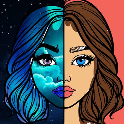 realistic girl split half