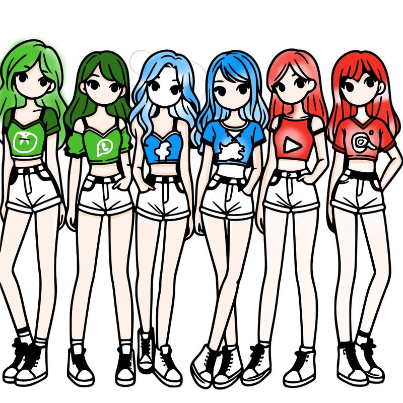 a group of girls wearing crop tops and shorts