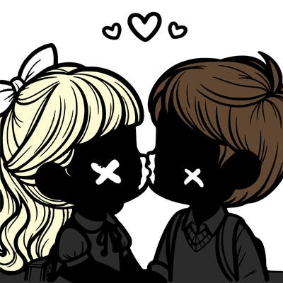 boy and girl kissing