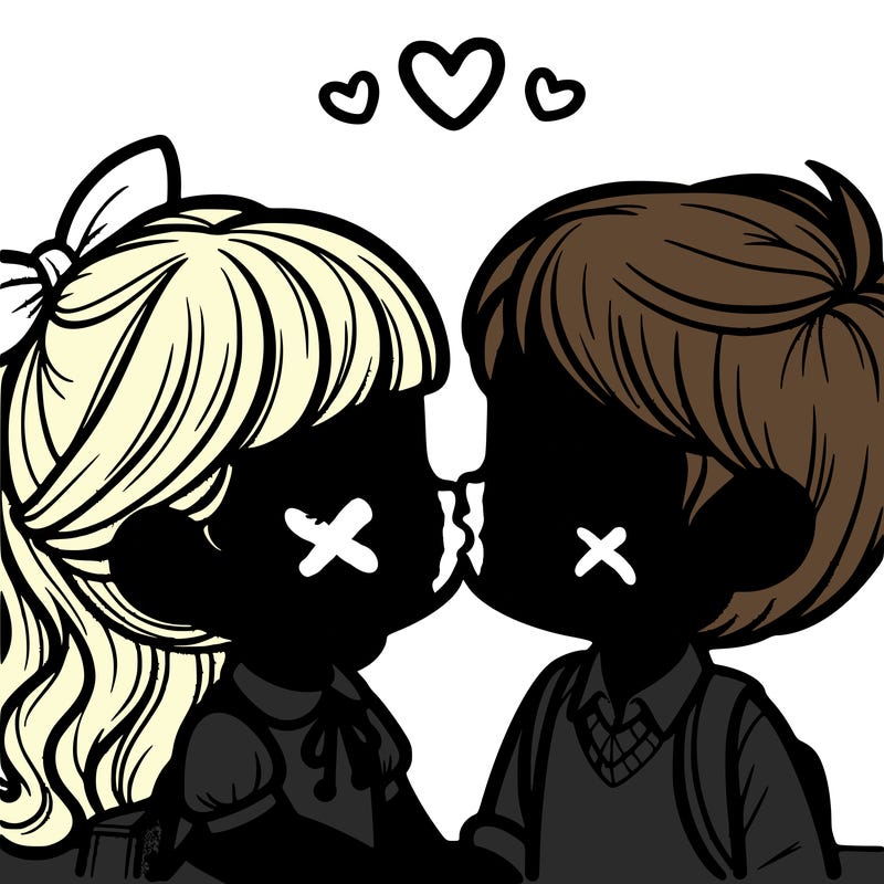 boy and girl kissing