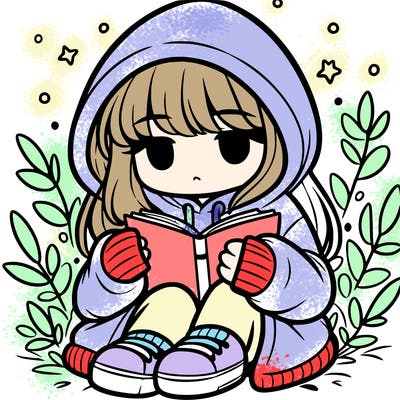 girl in oversized hoodie reading a book