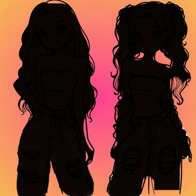 2 girls in crop tops and baggy jeans ripped