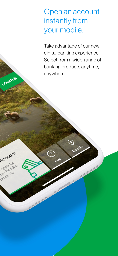 SC Mobile Zambia - A smartphone screen showing the SC Mobile Zambia app interface with a prompt to open an account instantly from your mobile.