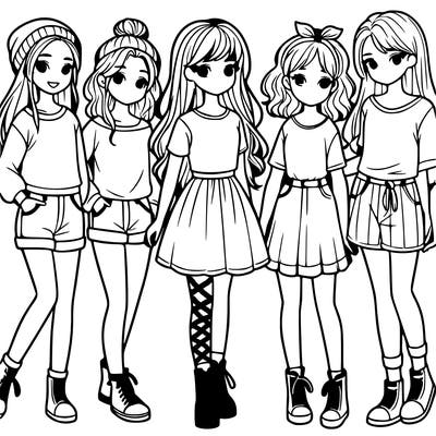 a group of five girls