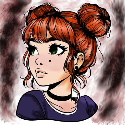 realistic girl with spacebuns