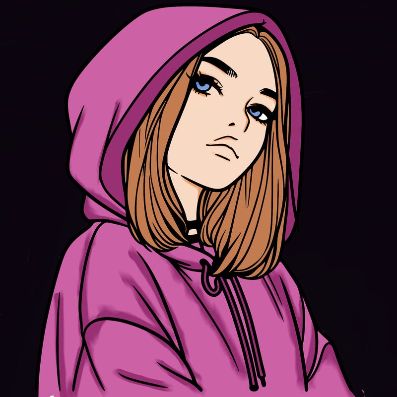 a realistic girl in a hoodie