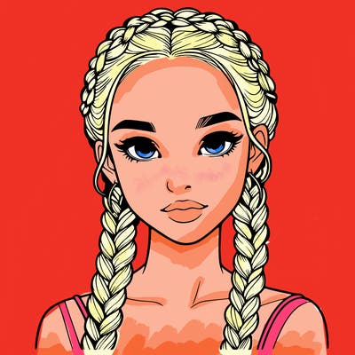 realistic girl with braids