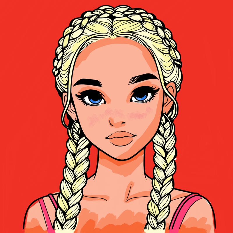 realistic girl with braids