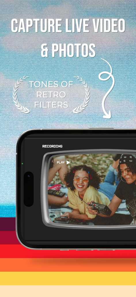 90s Retro And Cam Recorder App - A smartphone displaying the 90s Retro And Cam Recorder App interface with vintage video filters.