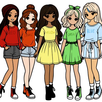 a group of five girls