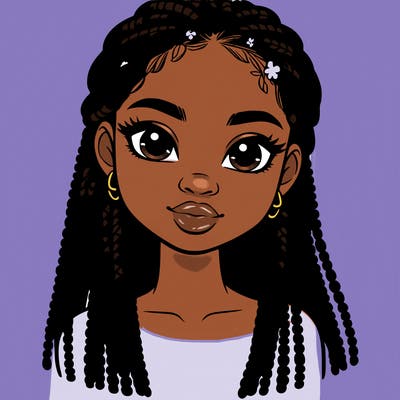 a realistic black girl with braids