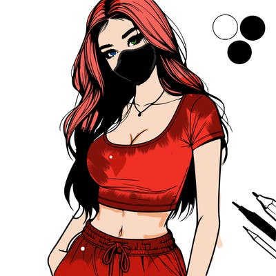 beautiful girl cropped tshirt and sweatpants realistic